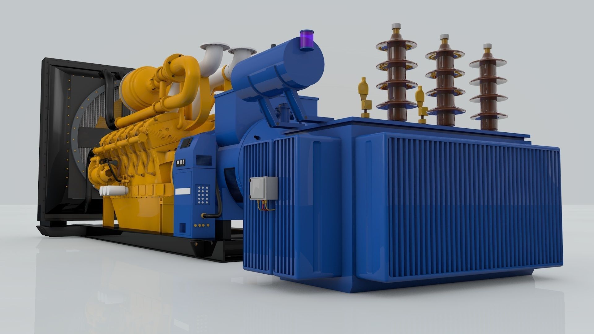 Diesel Engine and Generator and Transformer 3D model_9