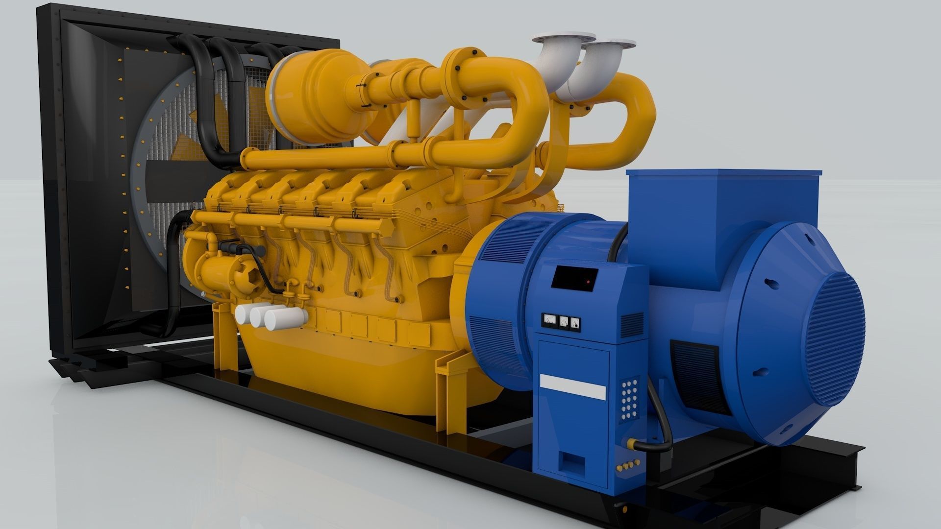 Diesel Engine and Generator and Transformer 3D model_12