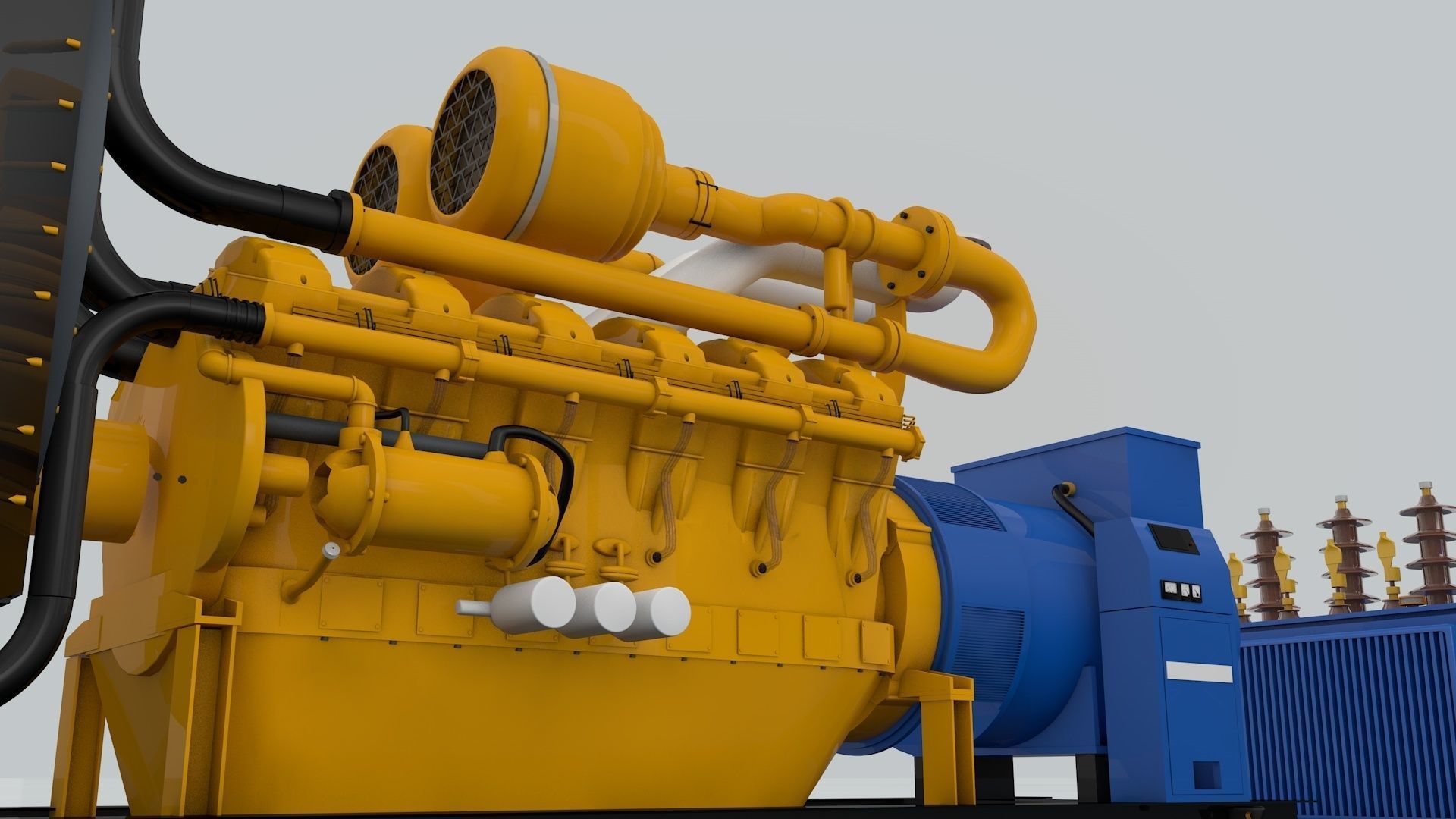 Diesel Engine and Generator and Transformer 3D model_5