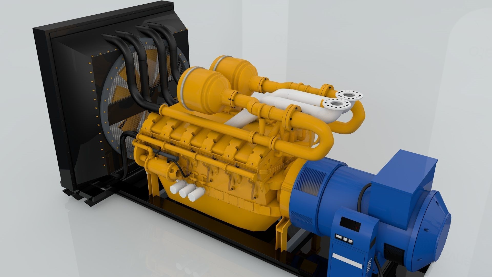 Diesel Engine and Generator and Transformer 3D model_2