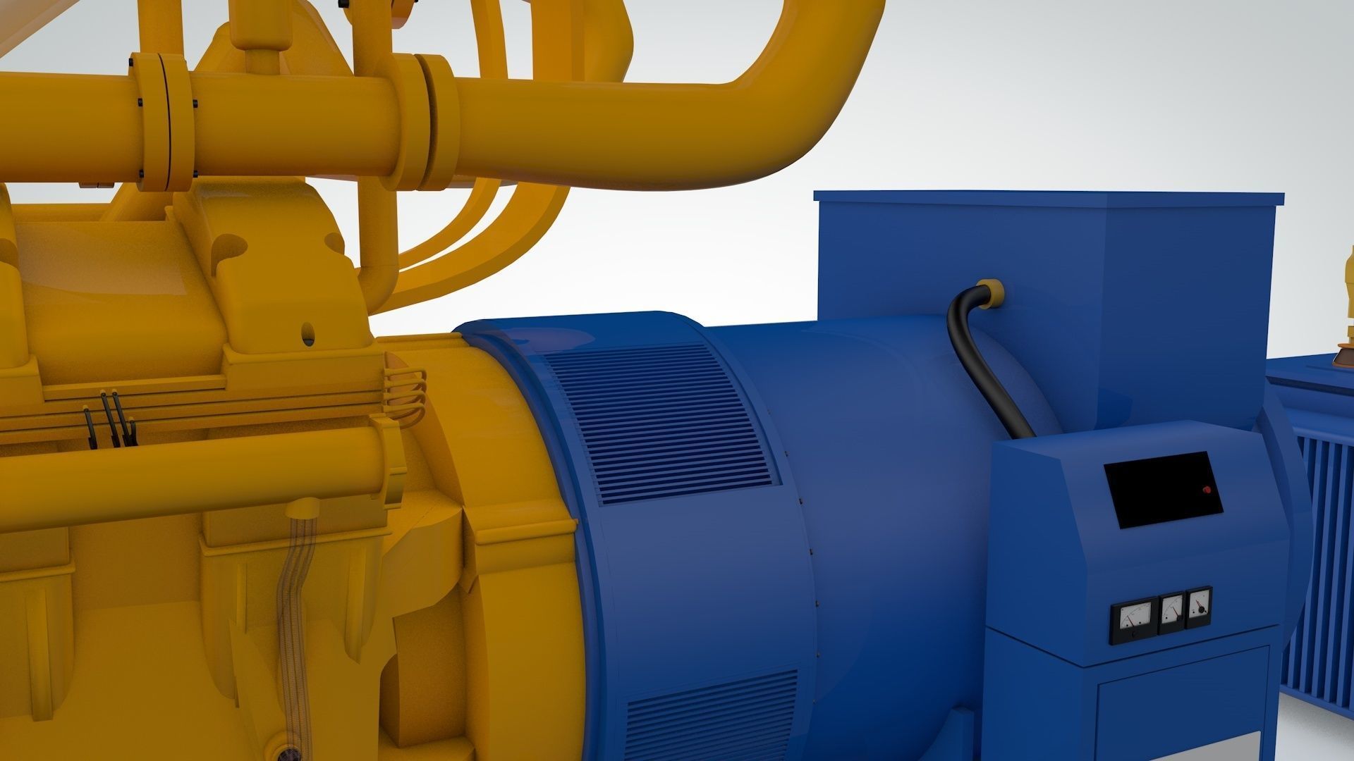 Diesel Engine and Generator and Transformer 3D model_15
