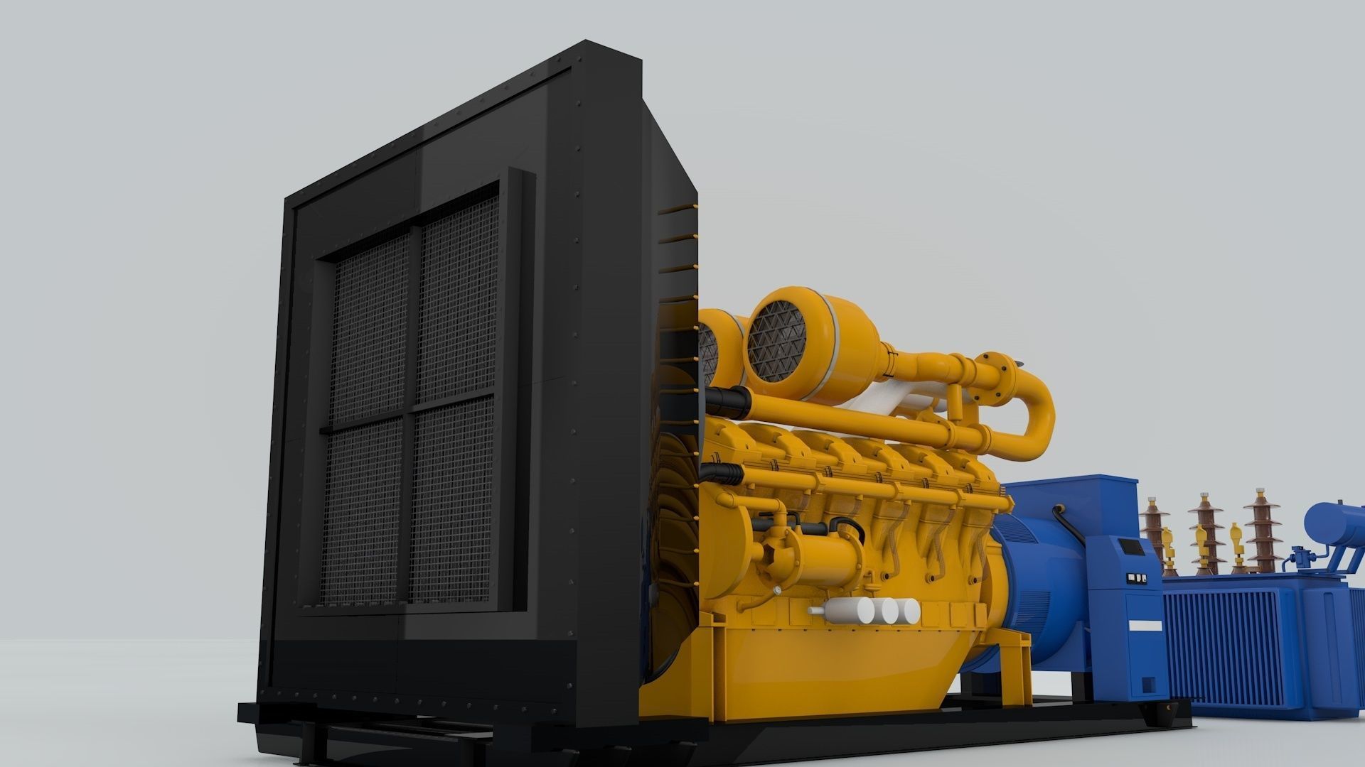 Diesel Engine and Generator and Transformer 3D model_6