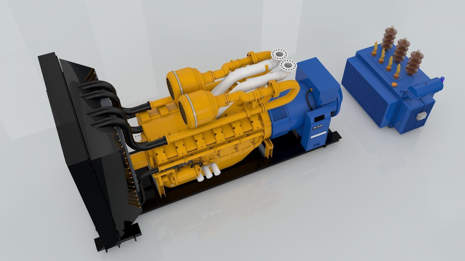 Diesel Engine and Generator and Transformer 3D model_13