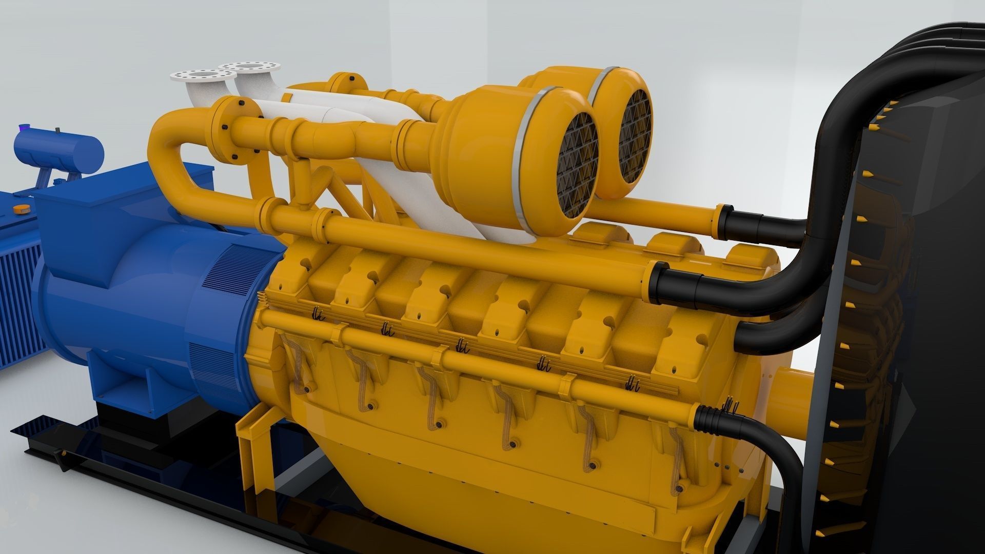 Diesel Engine and Generator and Transformer 3D model_4