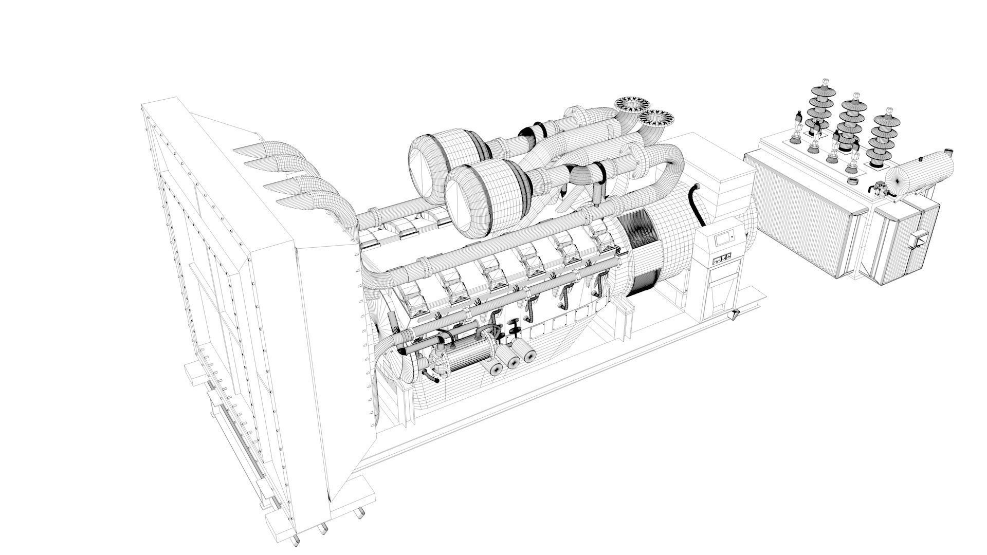 Diesel Engine and Generator and Transformer 3D model_20