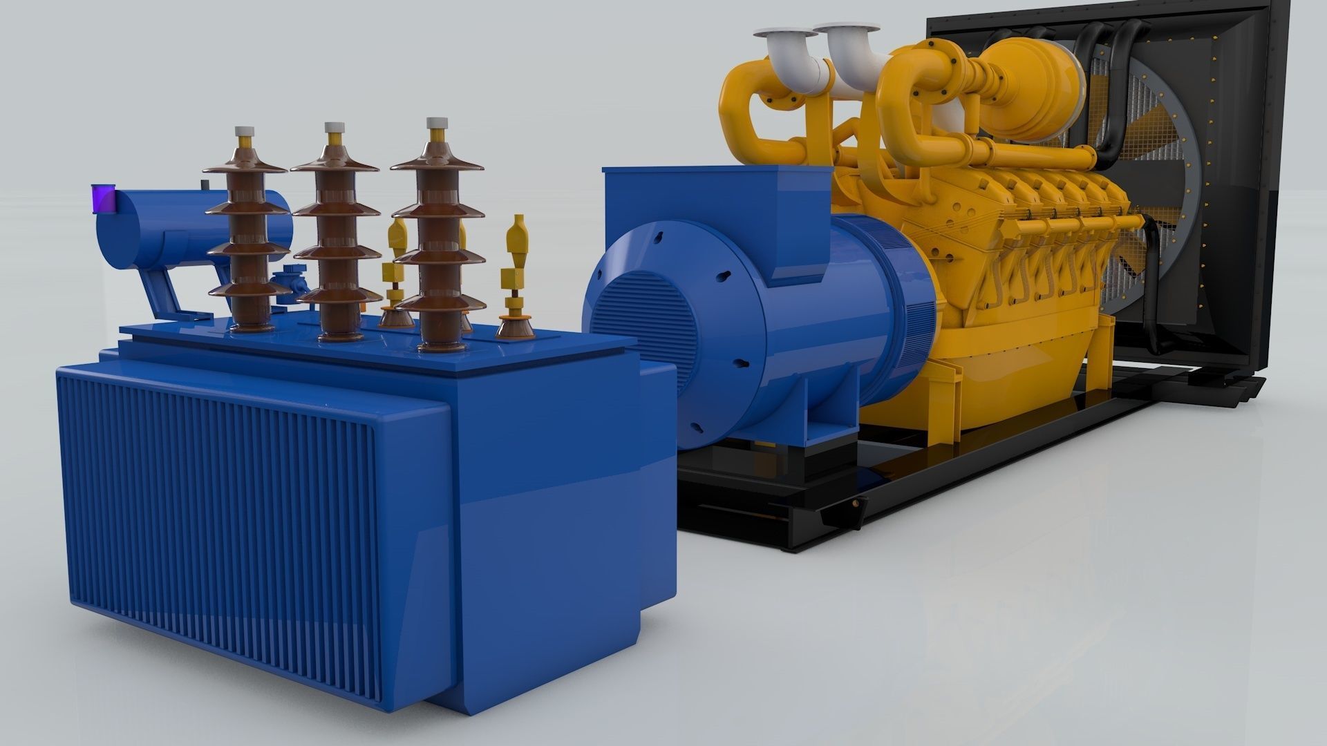Diesel Engine and Generator and Transformer 3D model_10