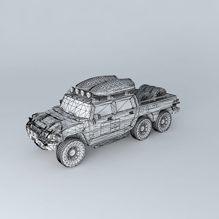 Modified Hummer H2 6x6 Dakar support truck Free 3D model_3