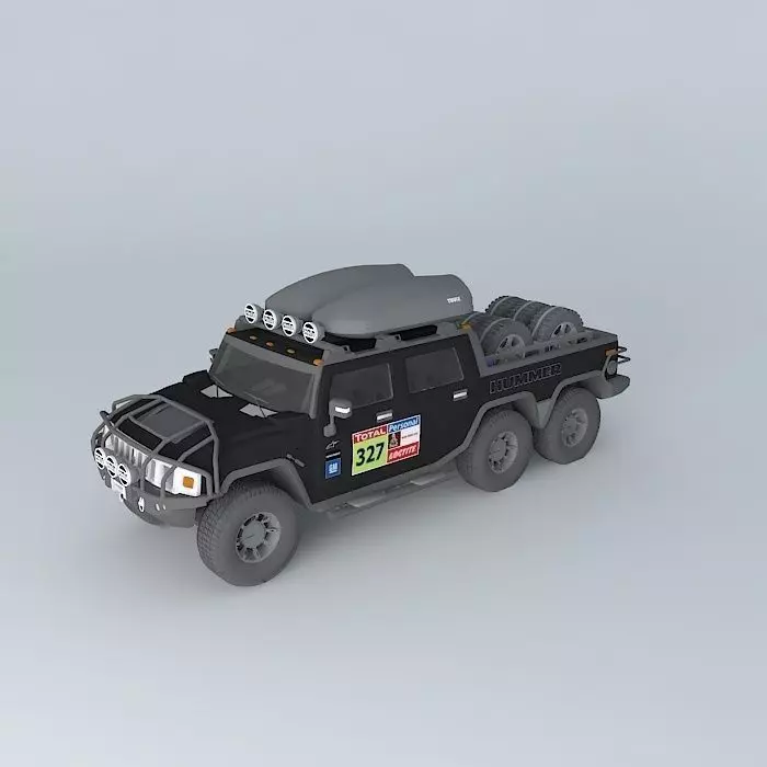 Modified Hummer H2 6x6 Dakar support truck Free 3D model_0