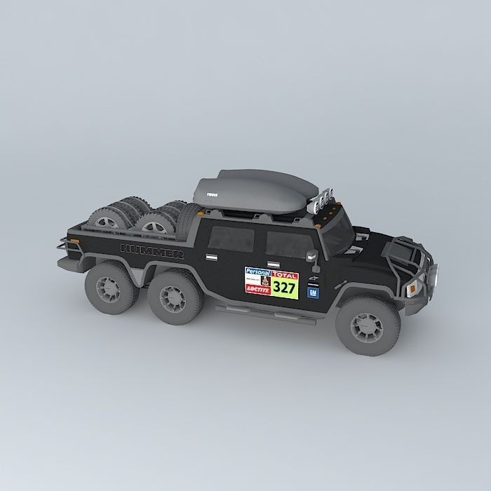 Modified Hummer H2 6x6 Dakar support truck Free 3D model_1