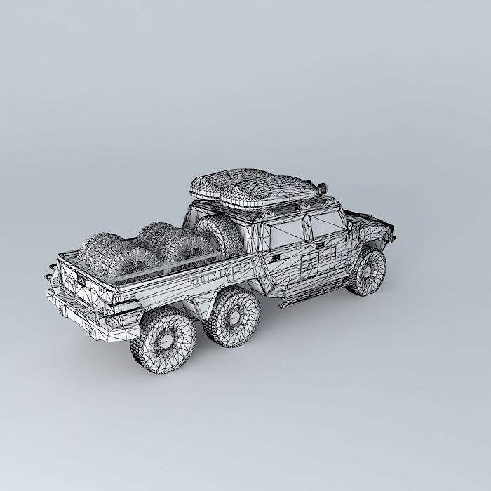 Modified Hummer H2 6x6 Dakar support truck Free 3D model_4