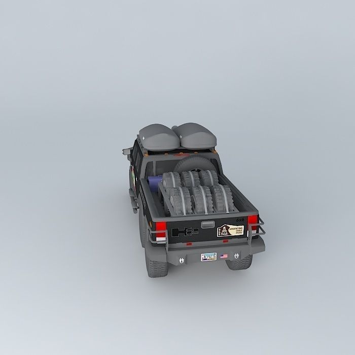 Modified Hummer H2 6x6 Dakar support truck Free 3D model_2