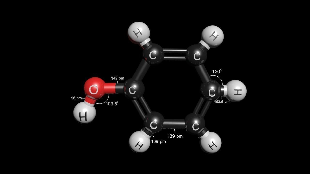 Phenol 3D Model C6H5OH 3D model_5