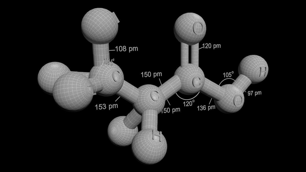 Propionic acid 3D Model CH3CH2COOH 3D model_6