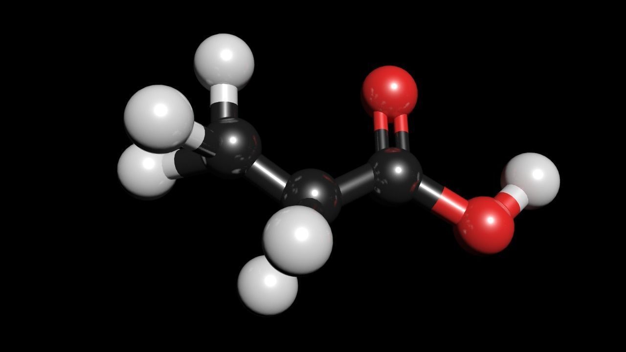 Propionic acid 3D Model CH3CH2COOH 3D model_3