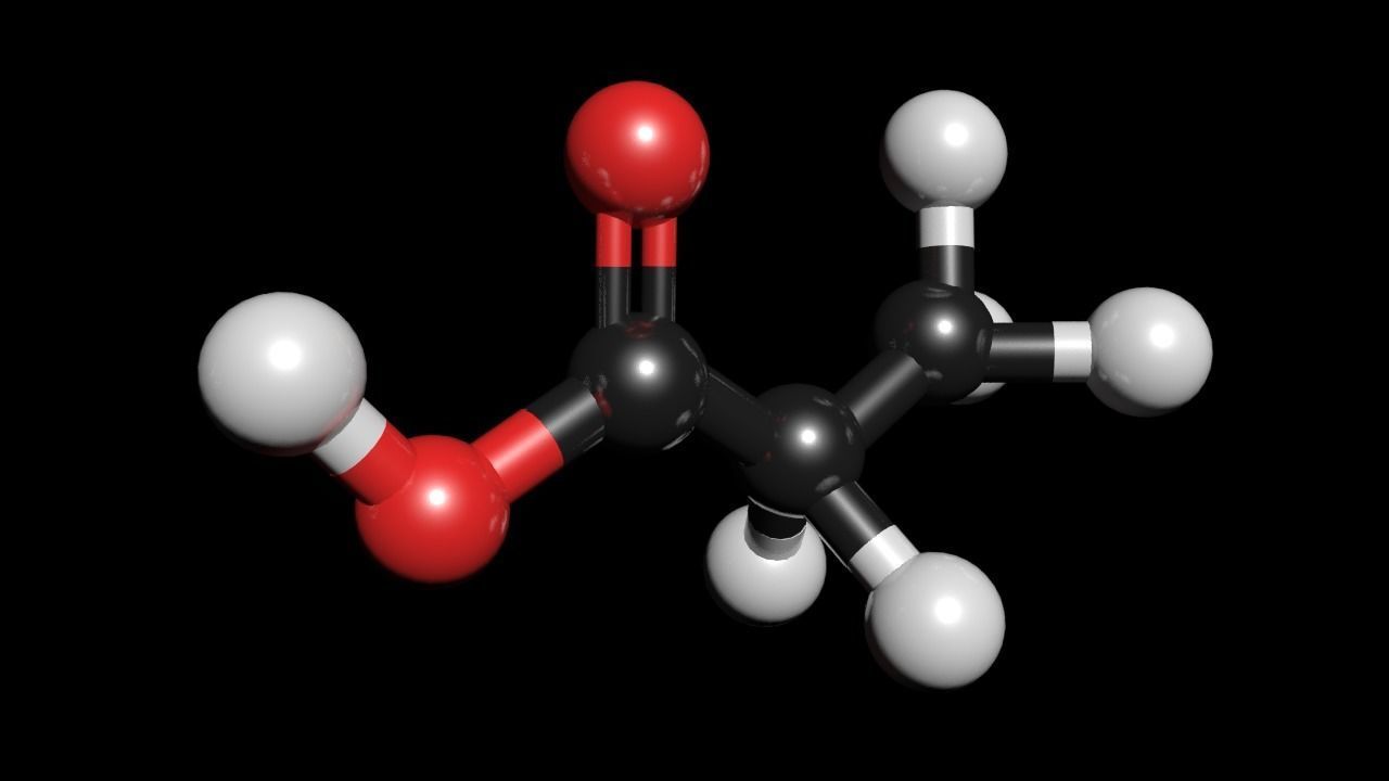 Propionic acid 3D Model CH3CH2COOH 3D model_2