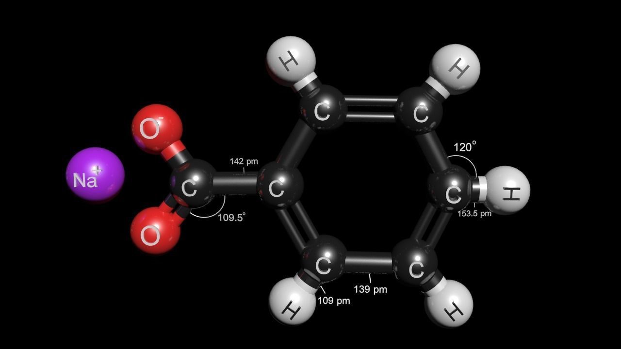Sodium benzoate 3D Model C7H5NaO2 3D model_5