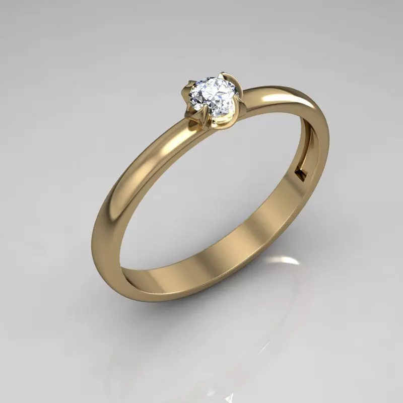 Ring gold with diamond in center Free 3D print model