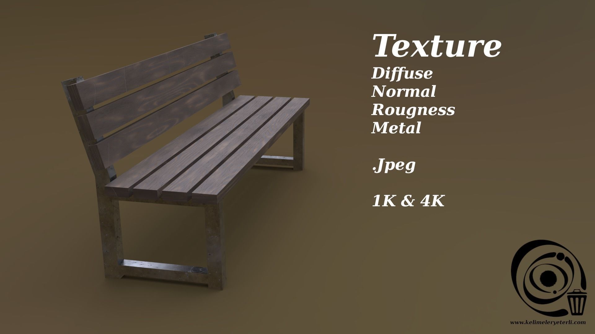 Bench 34 Low-poly 3D model_4