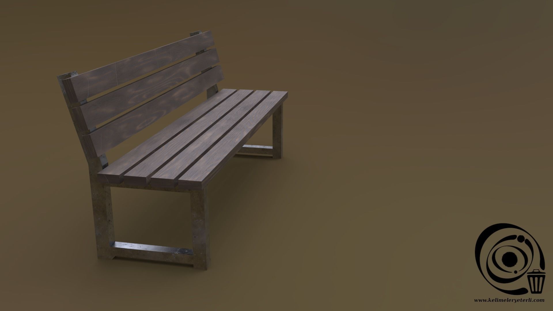 Bench 34 Low-poly 3D model_1