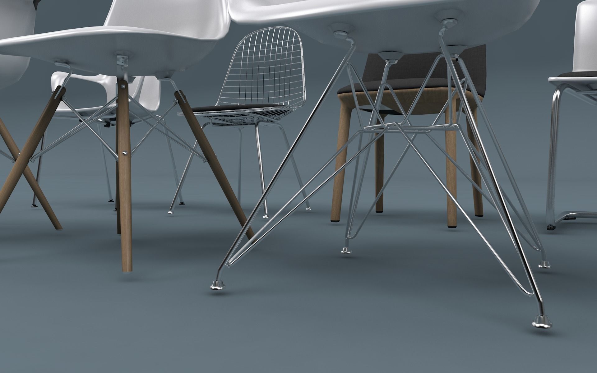 Low Poly  UV Mapped Chair Set Low-poly 3D model_14