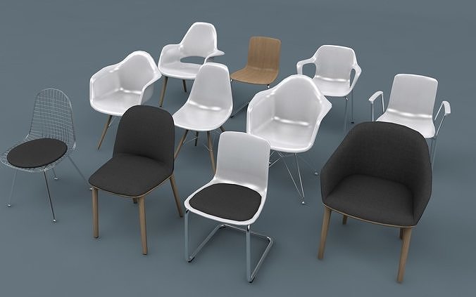 Low Poly  UV Mapped Chair Set Low-poly 3D model