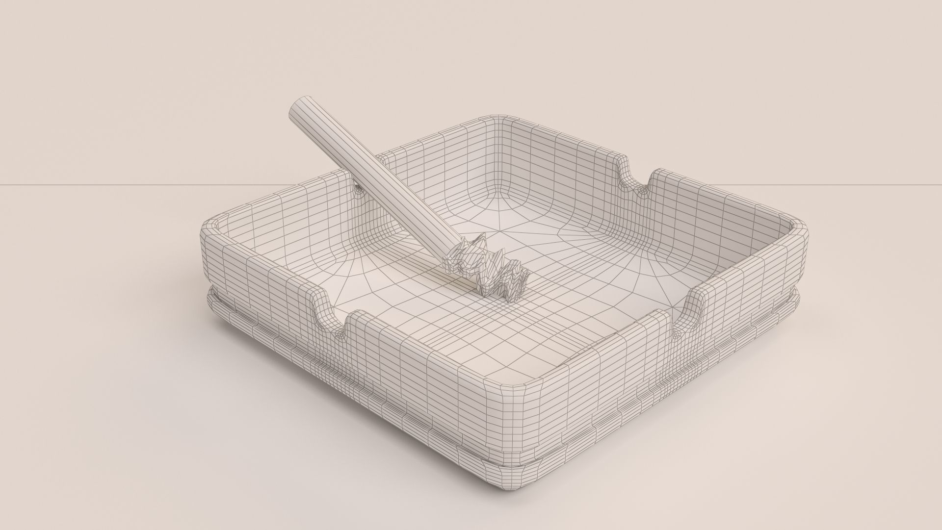 Ashtray with cigarette in it Free 3D model_3
