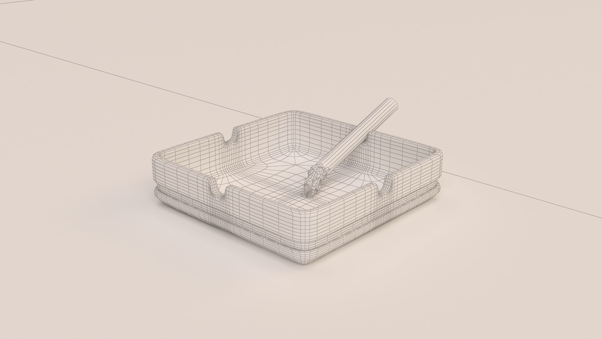 Ashtray with cigarette in it Free 3D model_1