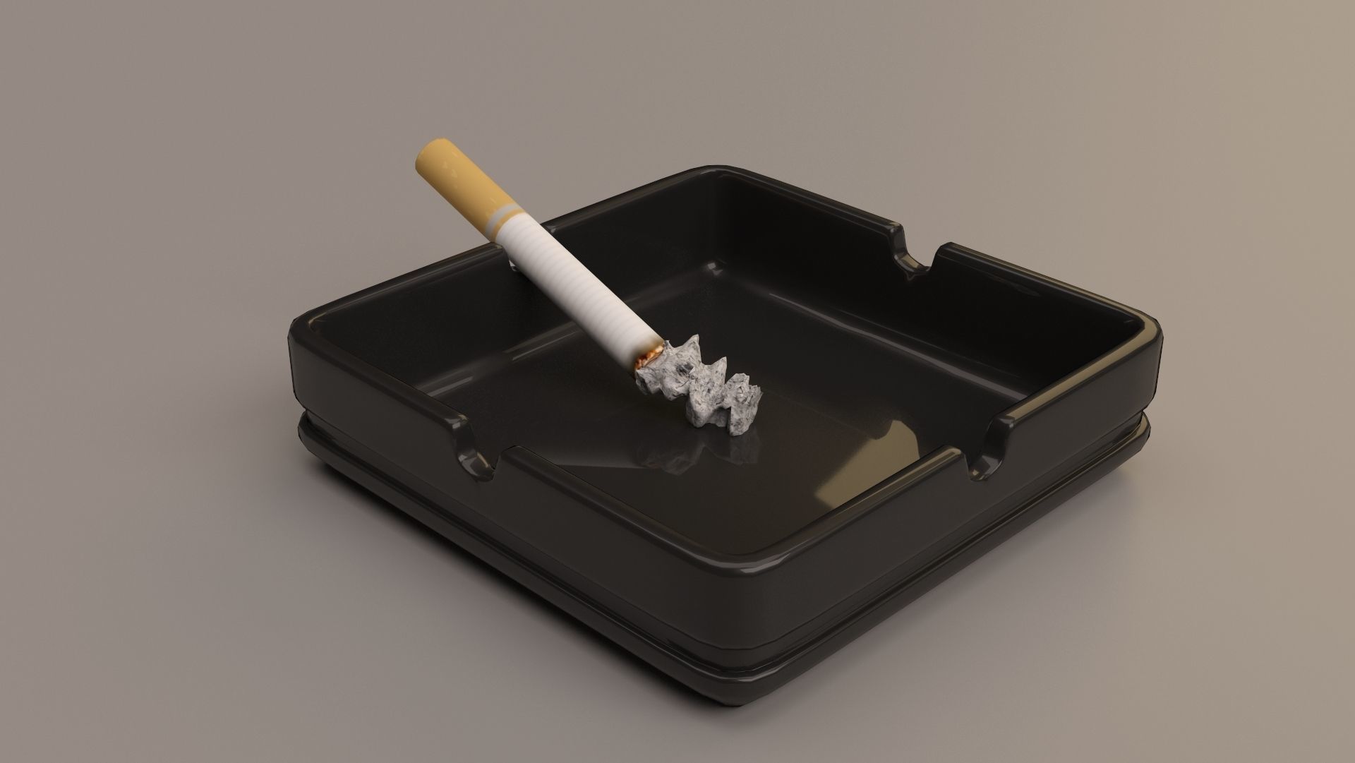 Ashtray with cigarette in it Free 3D model_2