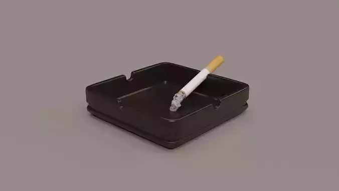 Ashtray with cigarette in it Free 3D model