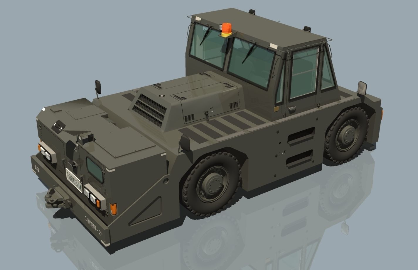 JASDF 20tons Towingcar and Towbar 3D model_1