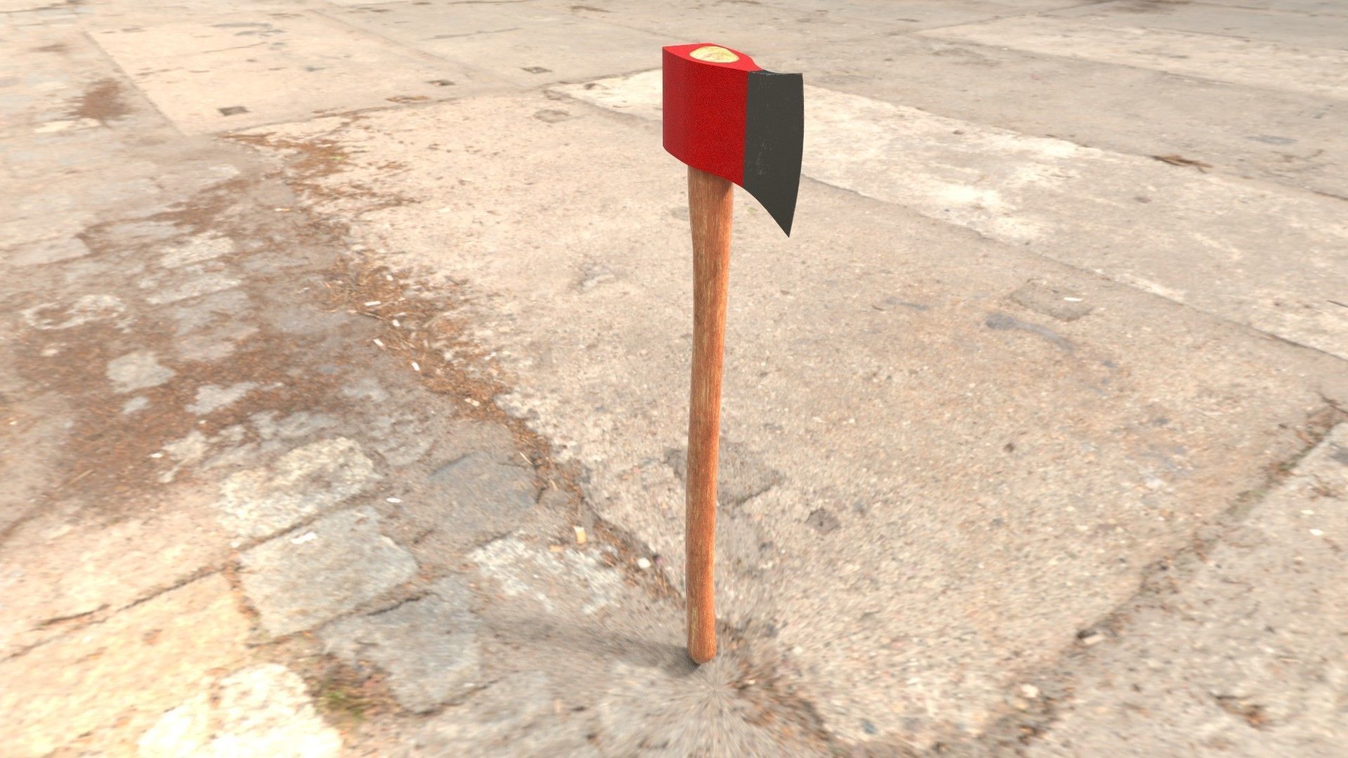 lowpoly Axe on street Low-poly 3D model_1