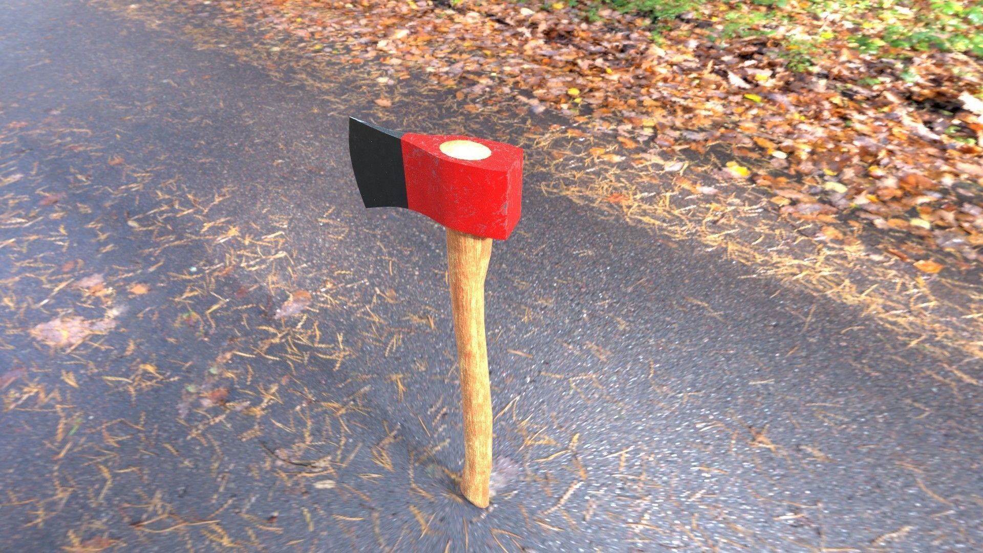 lowpoly Axe on street Low-poly 3D model_3