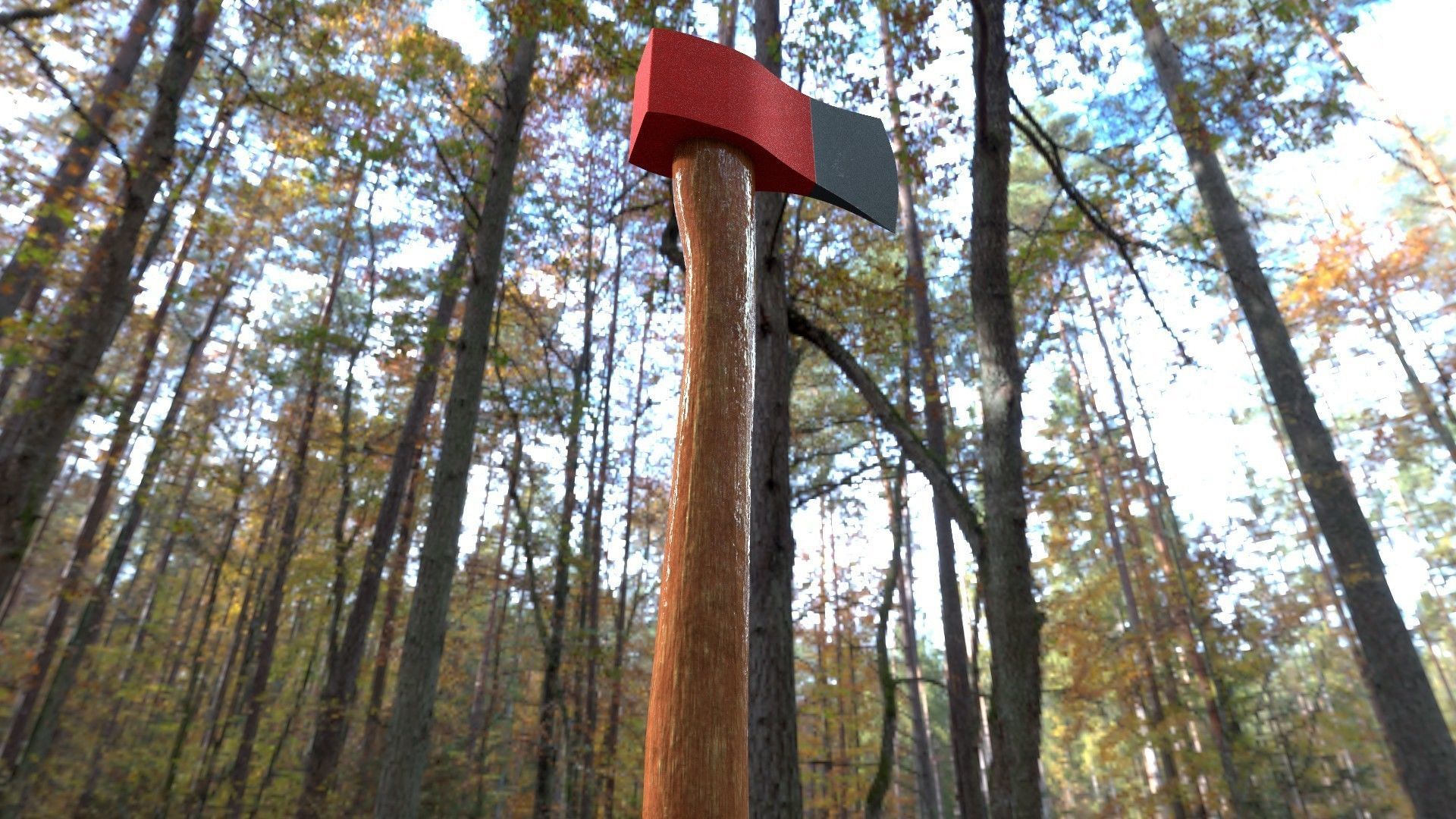 lowpoly Axe on street Low-poly 3D model_2