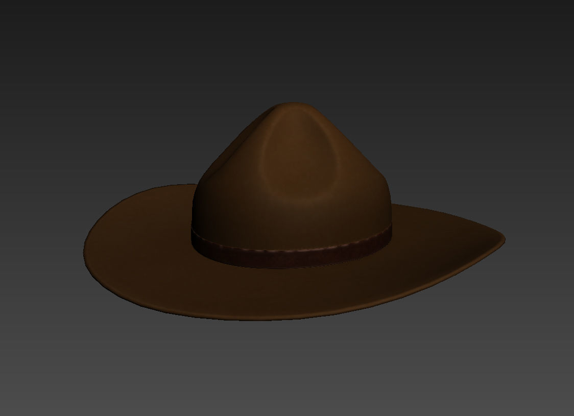 Drill Sergeant Hat  Low-poly 3D model_1