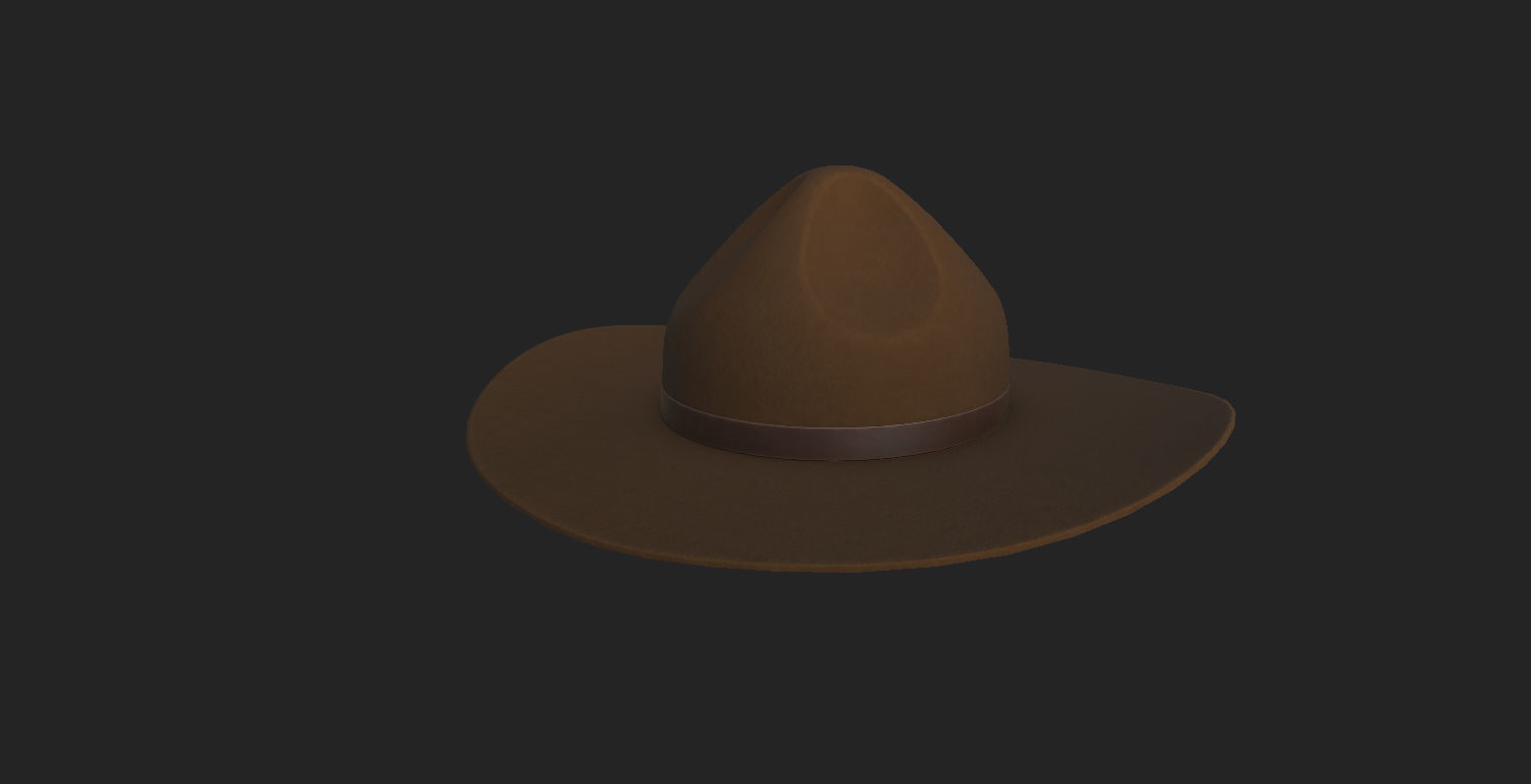 Drill Sergeant Hat  Low-poly 3D model_5