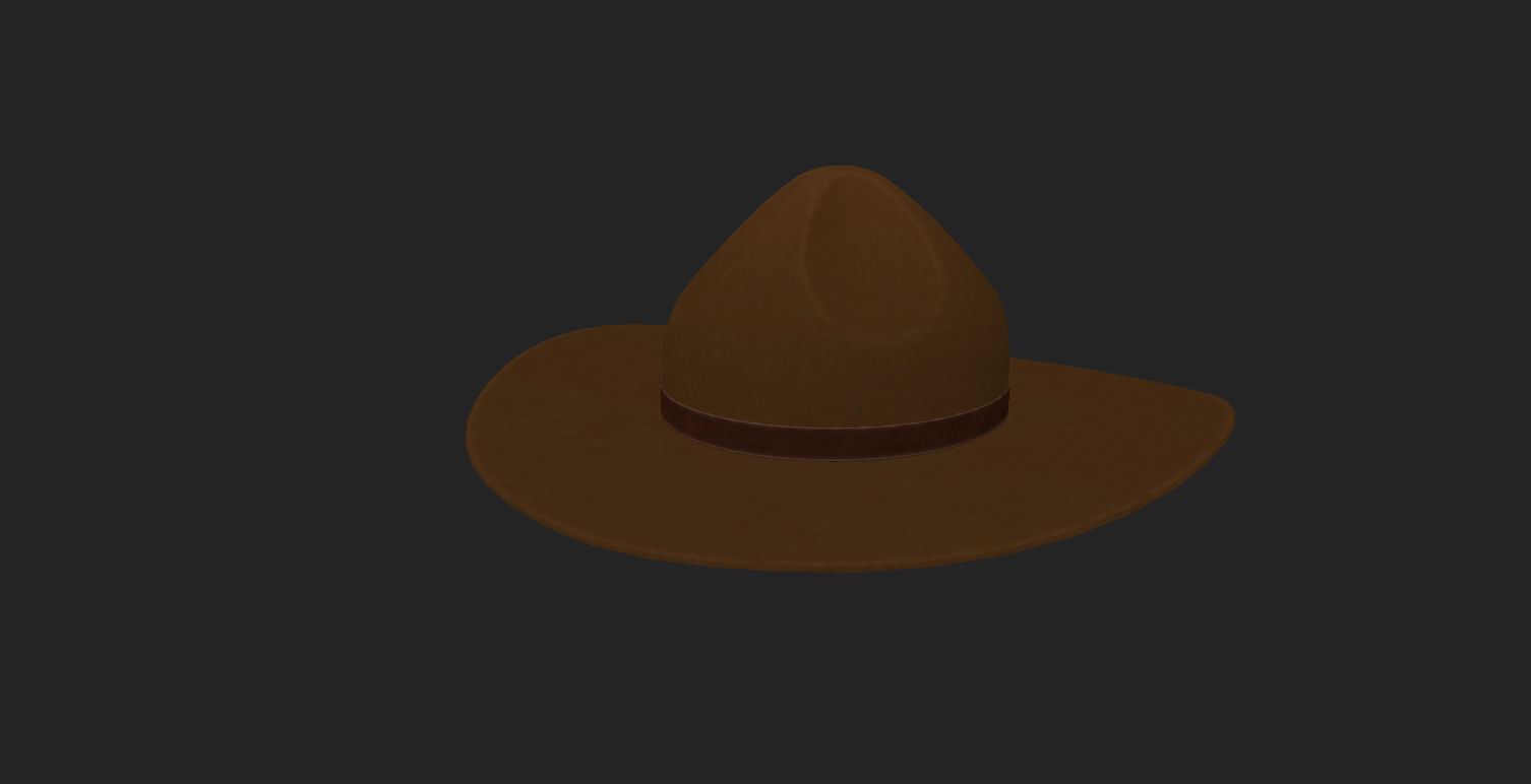 Drill Sergeant Hat  Low-poly 3D model_6