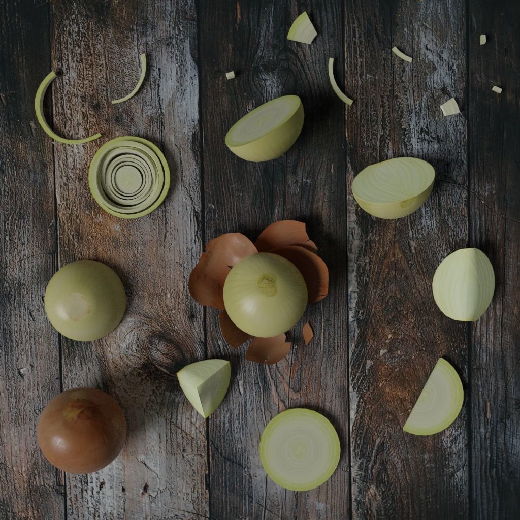 Low Poly Onion photorealistic 3d model scene Low-poly 3D model_0