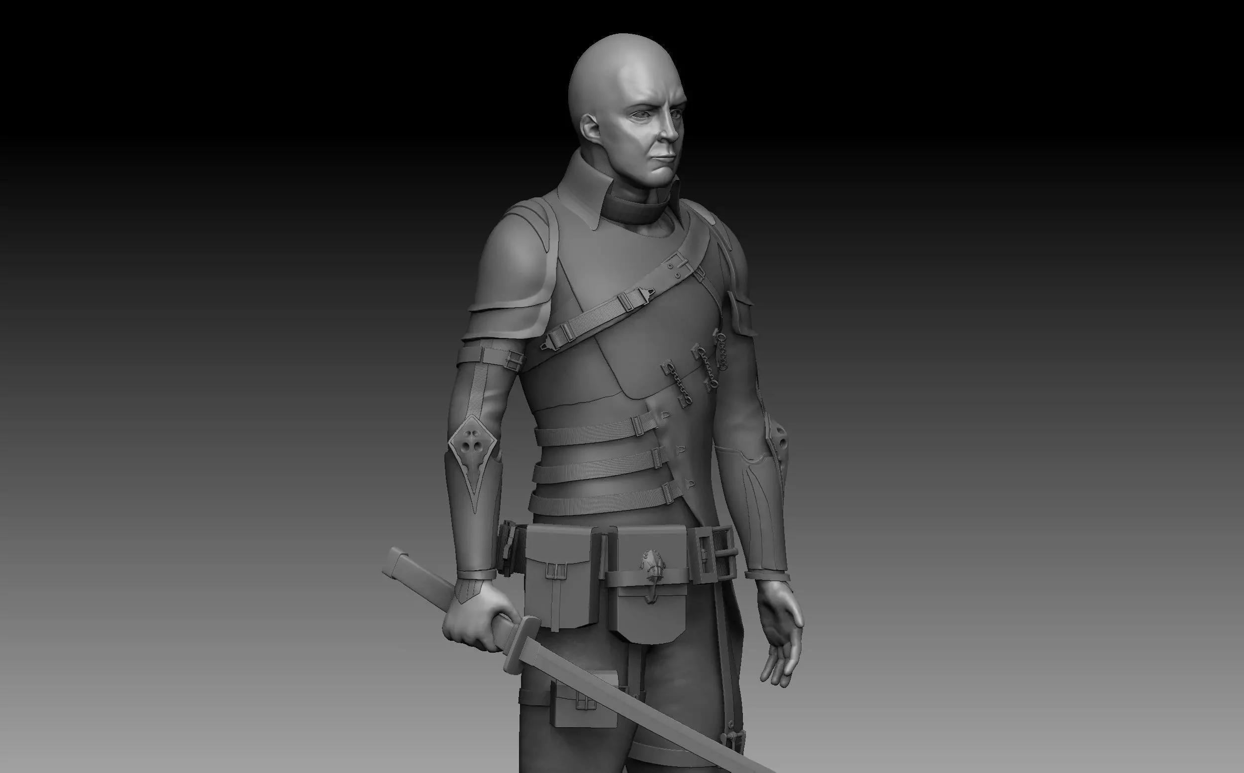 Swordmaster knight in armor 3D model