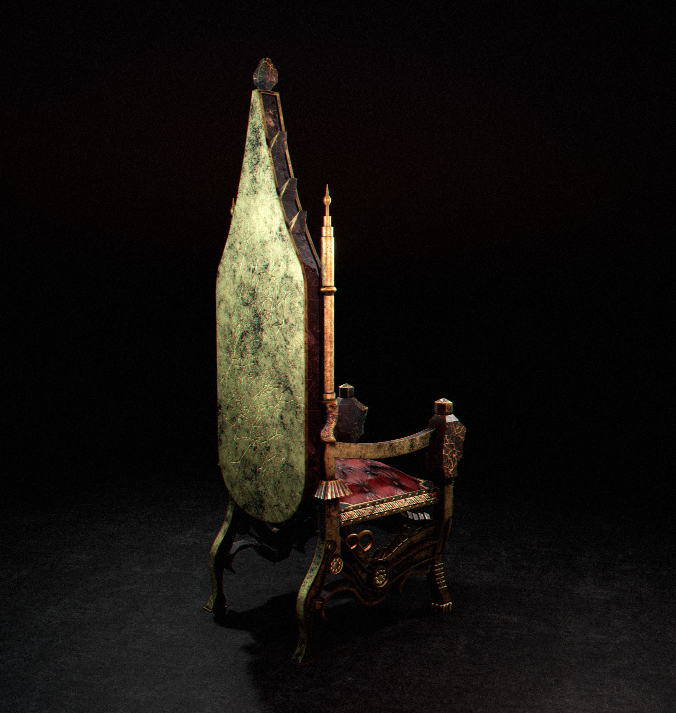 C2 - Medieval Chair 1 Low-poly 3D model_17
