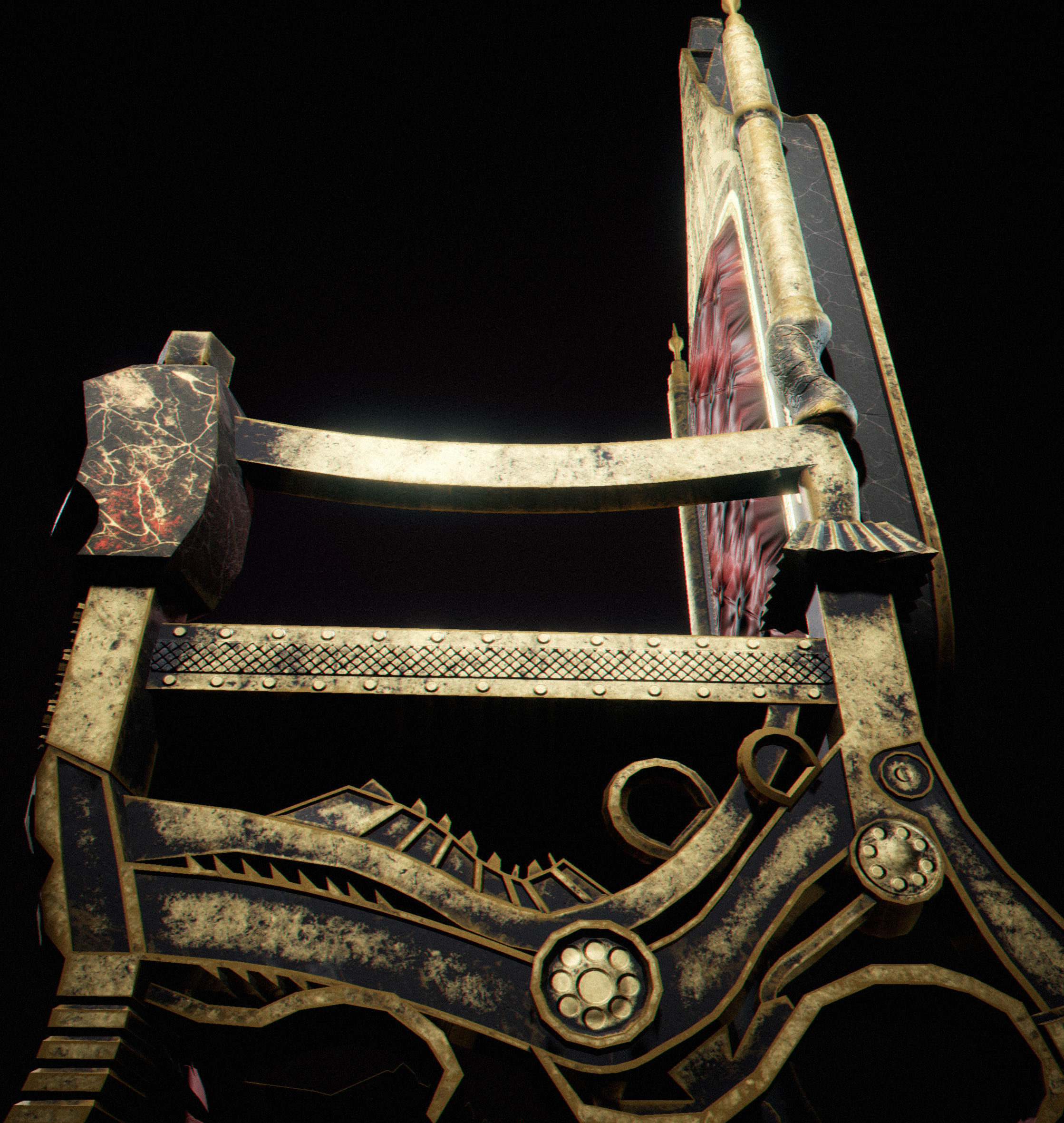 C2 - Medieval Chair 1 Low-poly 3D model_13