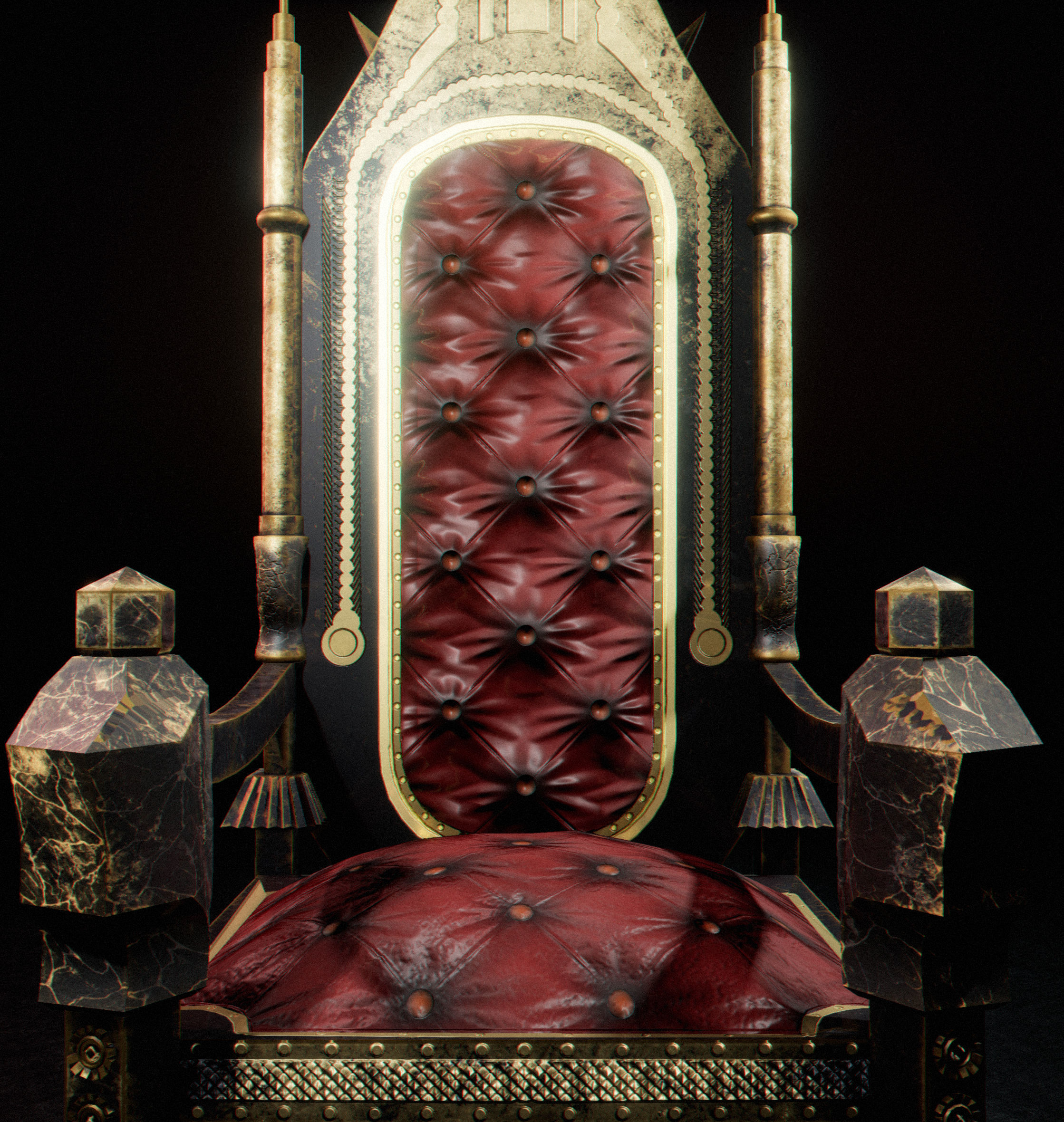 C2 - Medieval Chair 1 Low-poly 3D model_10