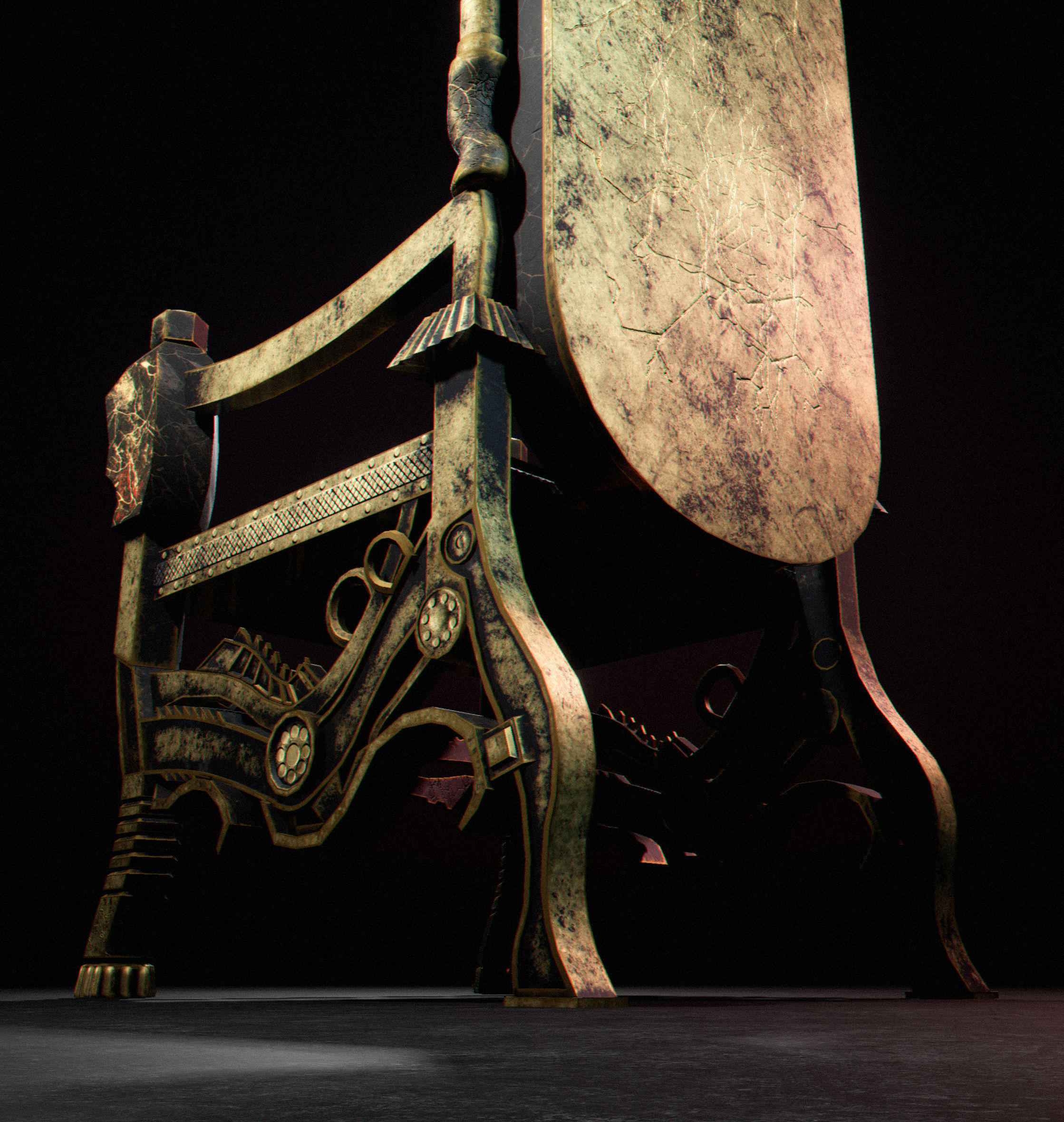 C2 - Medieval Chair 1 Low-poly 3D model_15