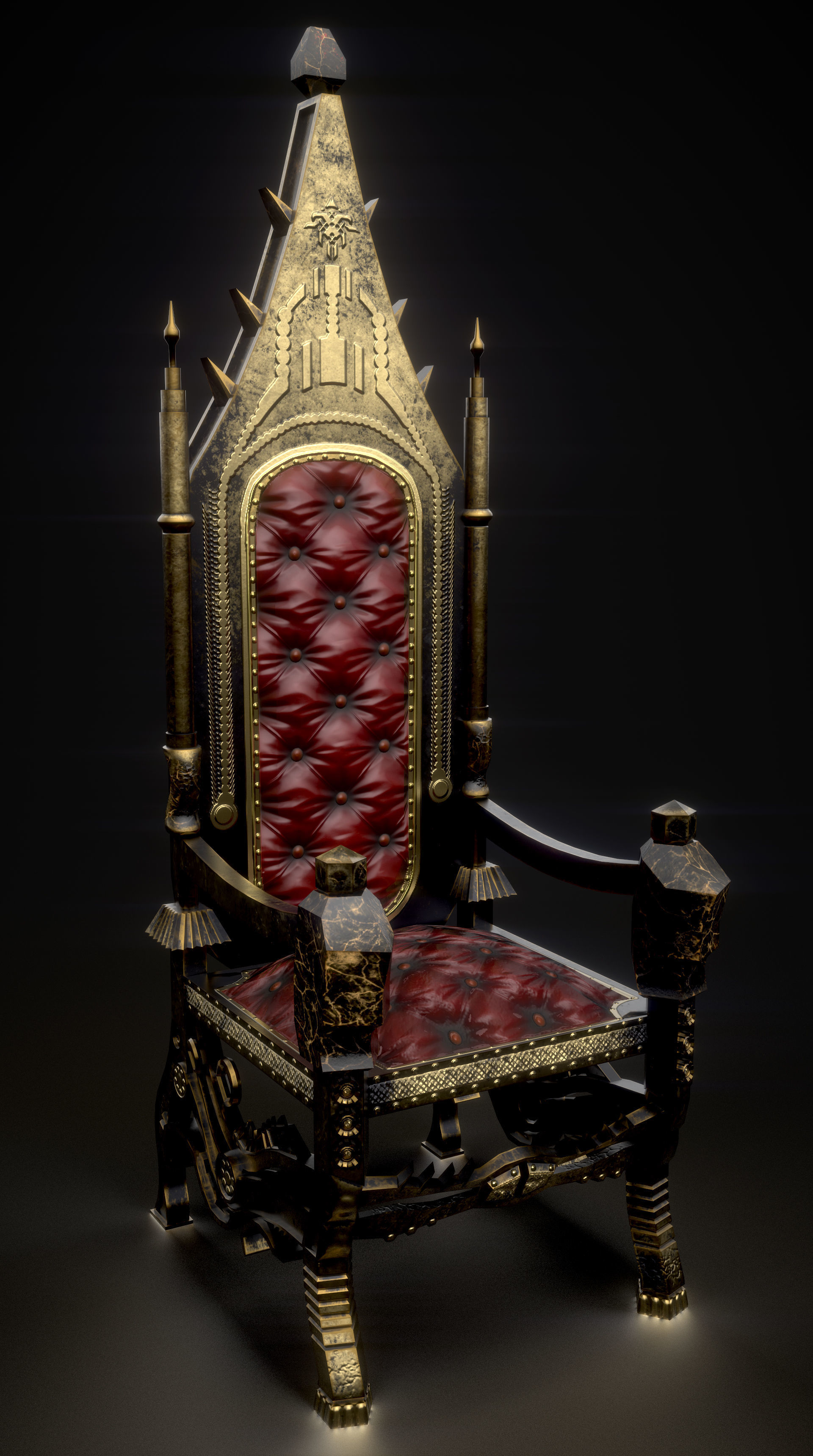 C2 - Medieval Chair 1 Low-poly 3D model_2