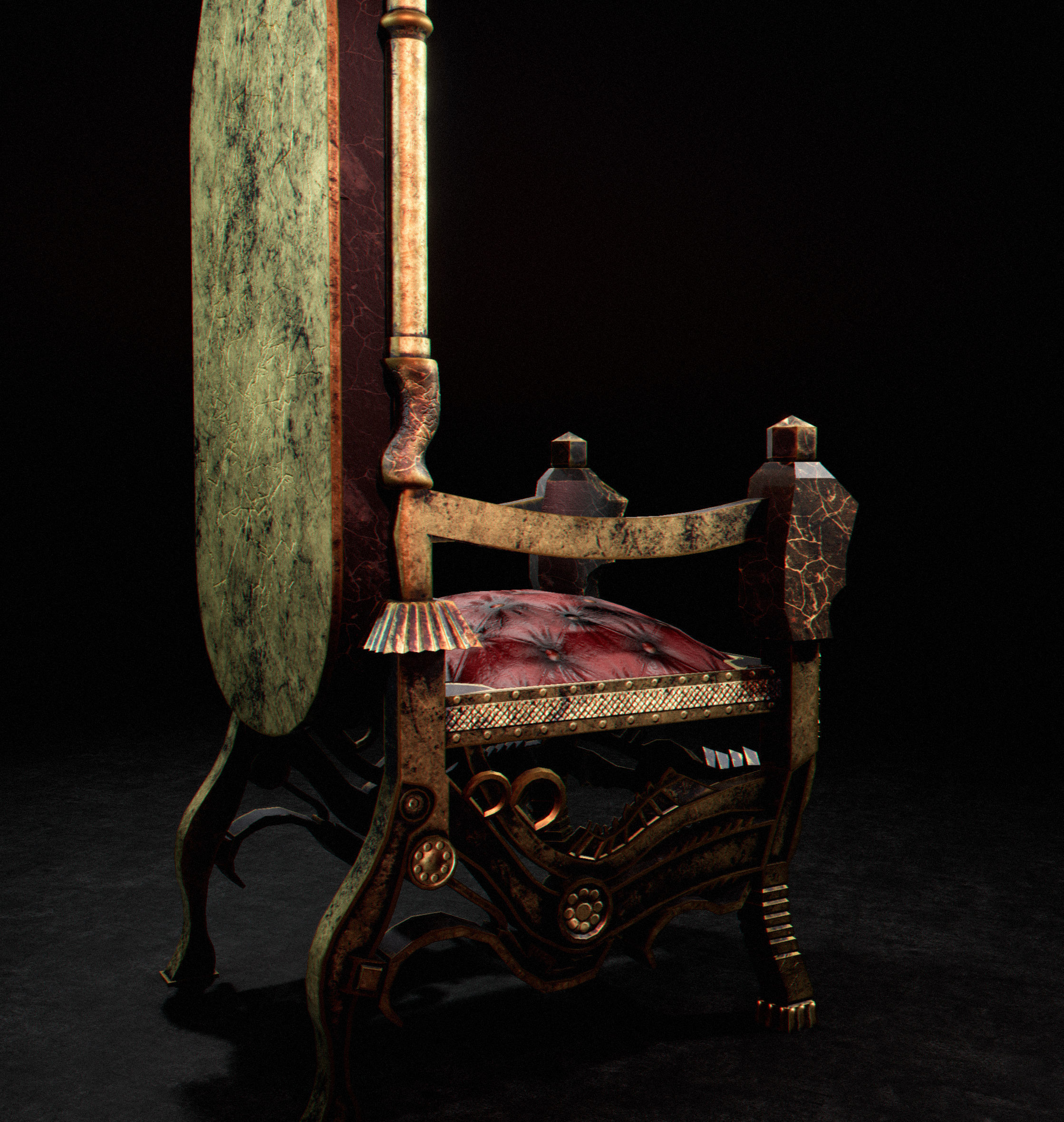C2 - Medieval Chair 1 Low-poly 3D model_18