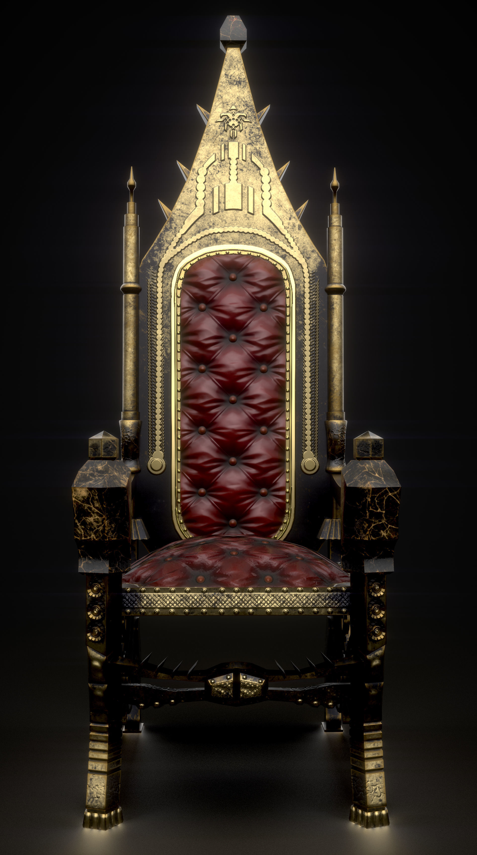 C2 - Medieval Chair 1 Low-poly 3D model_3