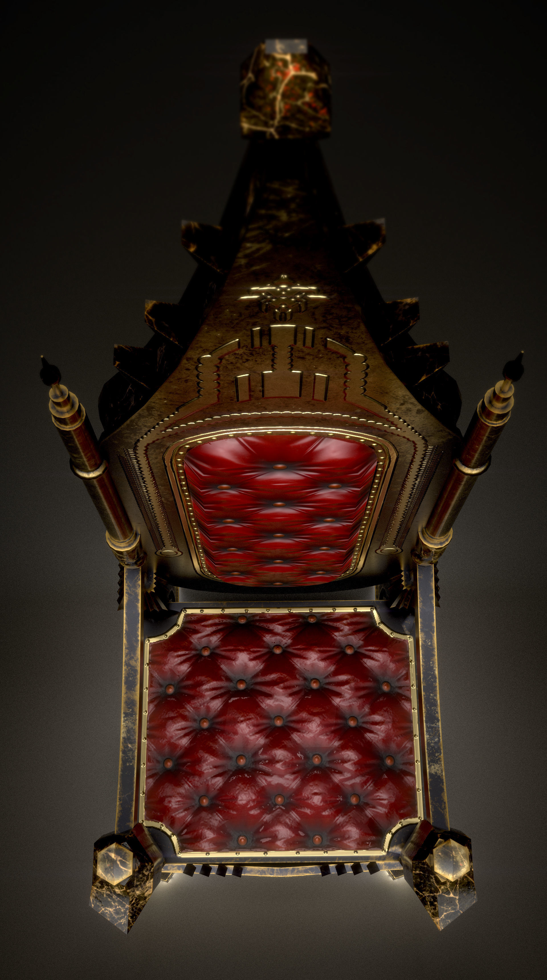 C2 - Medieval Chair 1 Low-poly 3D model_5