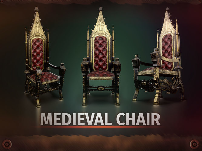 C2 - Medieval Chair 1 Low-poly 3D model