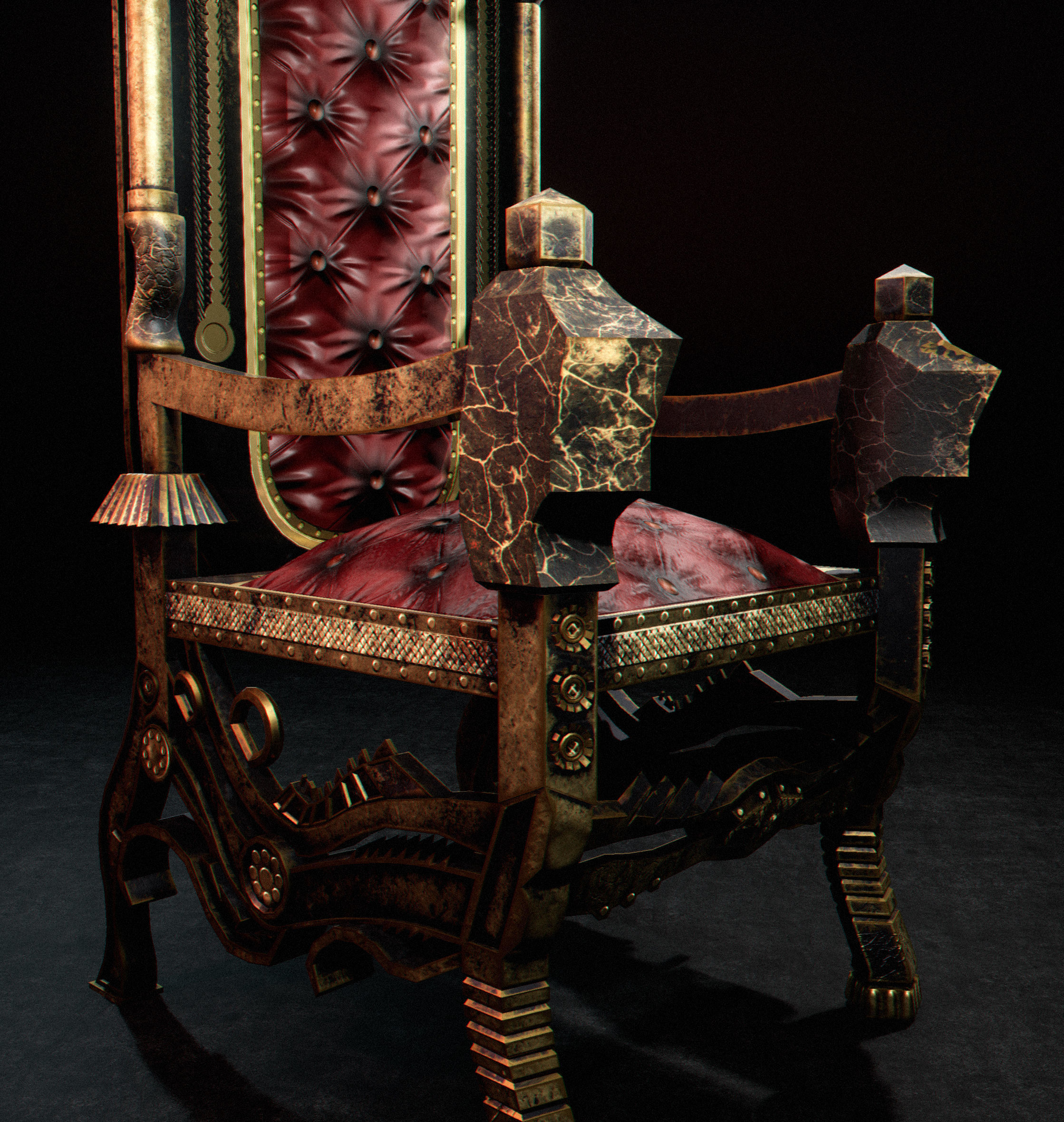 C2 - Medieval Chair 1 Low-poly 3D model_11