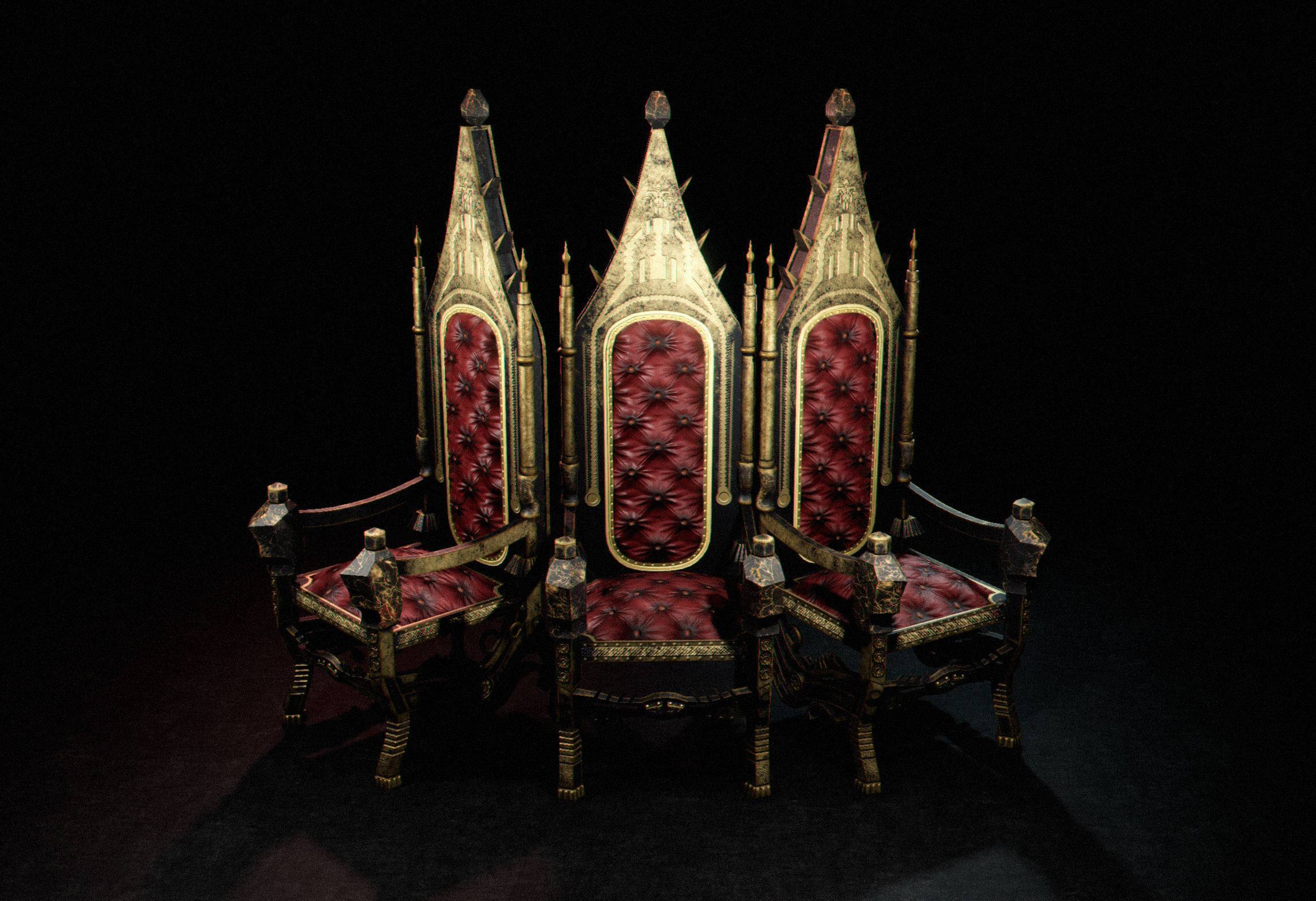 C2 - Medieval Chair 1 Low-poly 3D model_1