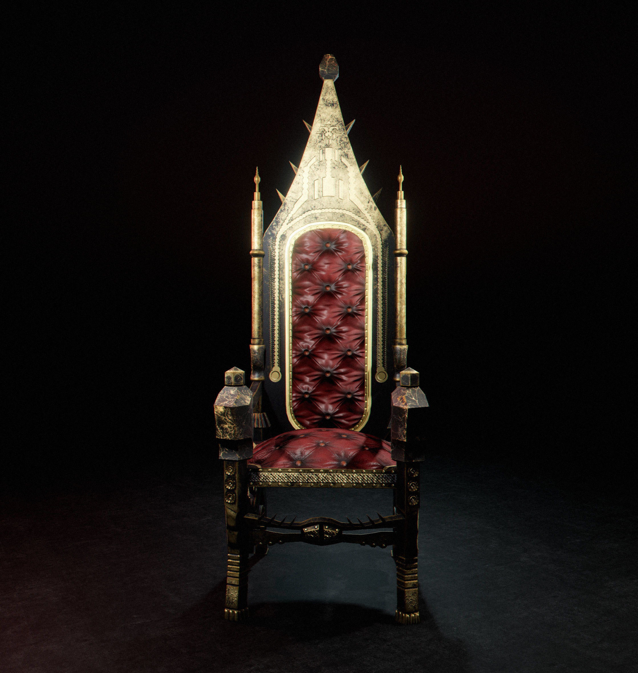 C2 - Medieval Chair 1 Low-poly 3D model_8